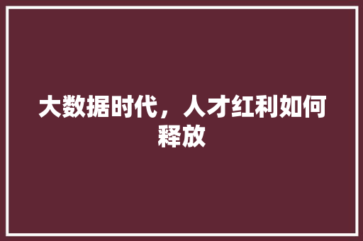 大数据时代，人才红利如何释放  第1张