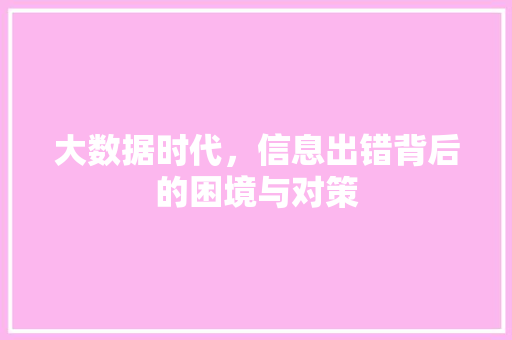 大数据时代，信息出错背后的困境与对策  第1张