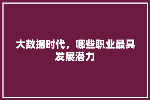 大数据时代，哪些职业最具发展潜力