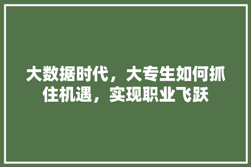 大数据时代，大专生如何抓住机遇，实现职业飞跃  第1张