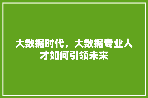 大数据时代，大数据专业人才如何引领未来