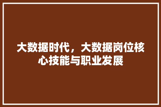 大数据时代，大数据岗位核心技能与职业发展  第1张