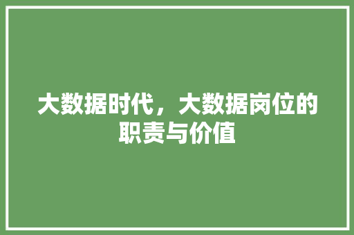 大数据时代，大数据岗位的职责与价值  第1张