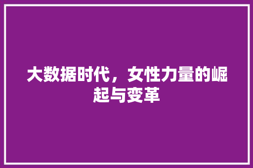 大数据时代，女性力量的崛起与变革  第1张