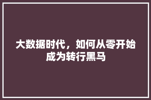大数据时代，如何从零开始成为转行黑马  第1张