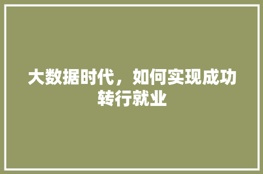 大数据时代，如何实现成功转行就业  第1张