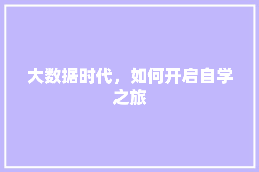 大数据时代，如何开启自学之旅  第1张