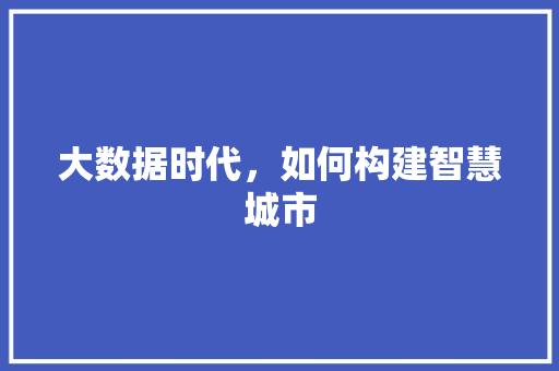 大数据时代，如何构建智慧城市  第1张
