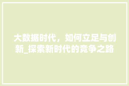 大数据时代，如何立足与创新_探索新时代的竞争之路