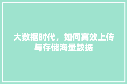 大数据时代，如何高效上传与存储海量数据  第1张