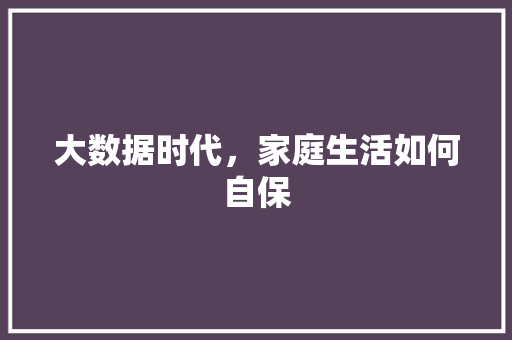 大数据时代，家庭生活如何自保  第1张