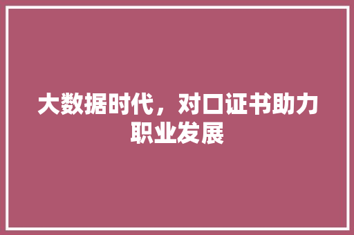 大数据时代，对口证书助力职业发展