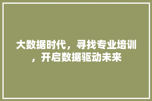 大数据时代，寻找专业培训，开启数据驱动未来  第1张