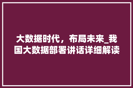 大数据时代，布局未来_我国大数据部署讲话详细解读  第1张