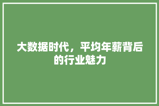 大数据时代，平均年薪背后的行业魅力  第1张