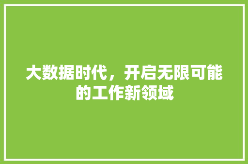 大数据时代，开启无限可能的工作新领域