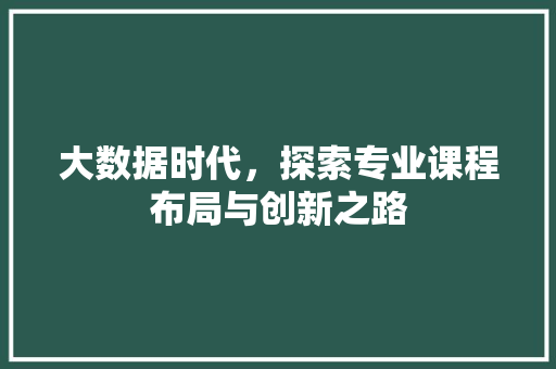 大数据时代，探索专业课程布局与创新之路  第1张