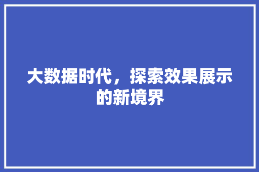 大数据时代，探索效果展示的新境界  第1张