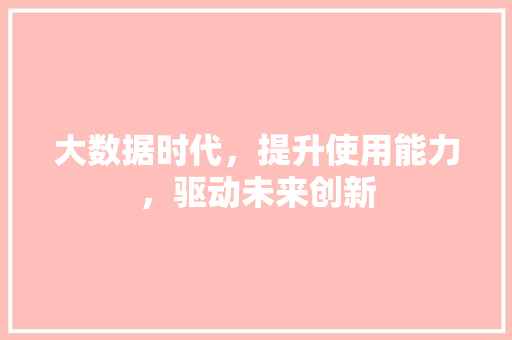 大数据时代，提升使用能力，驱动未来创新  第1张