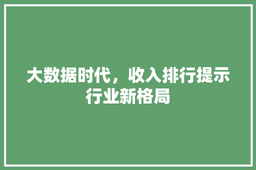 大数据时代，收入排行提示行业新格局  第1张
