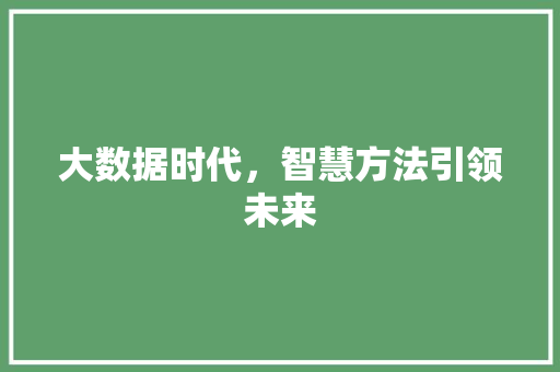 大数据时代，智慧方法引领未来  第1张
