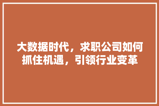 大数据时代，求职公司如何抓住机遇，引领行业变革