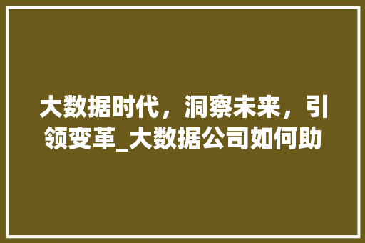 大数据时代，洞察未来，引领变革_大数据公司如何助力企业发展