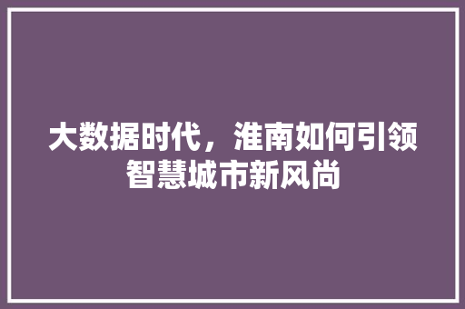 大数据时代，淮南如何引领智慧城市新风尚  第1张