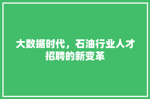 大数据时代，石油行业人才招聘的新变革  第1张