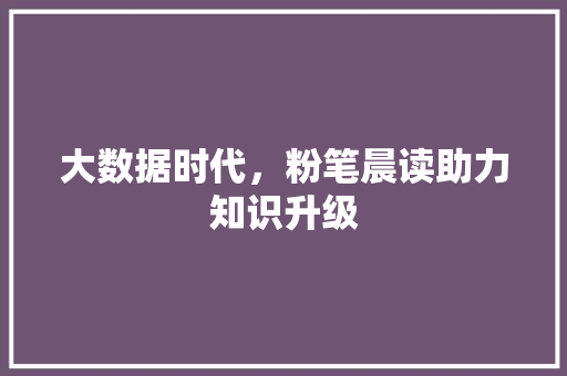 大数据时代，粉笔晨读助力知识升级