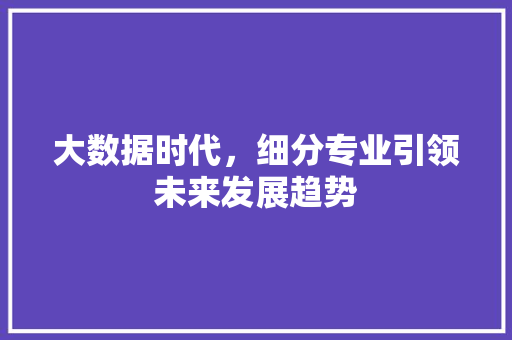 大数据时代，细分专业引领未来发展趋势  第1张