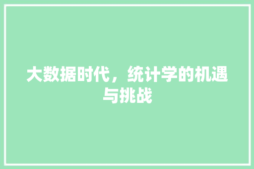 大数据时代，统计学的机遇与挑战