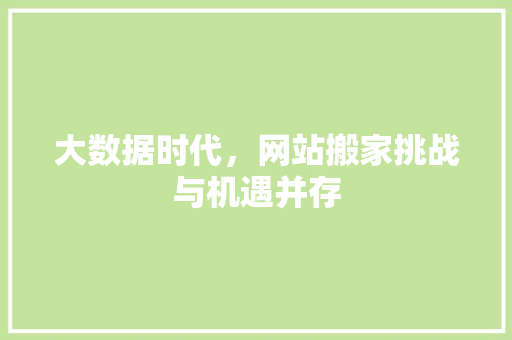 大数据时代，网站搬家挑战与机遇并存
