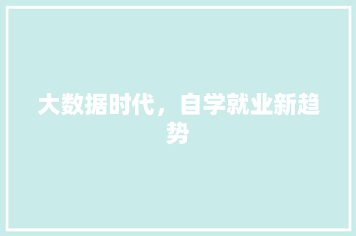 大数据时代，自学就业新趋势