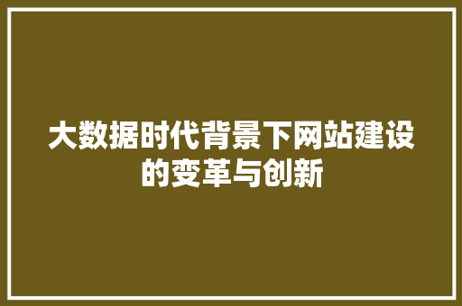 大数据时代背景下网站建设的变革与创新
