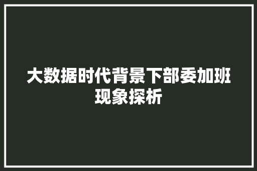 大数据时代背景下部委加班现象探析
