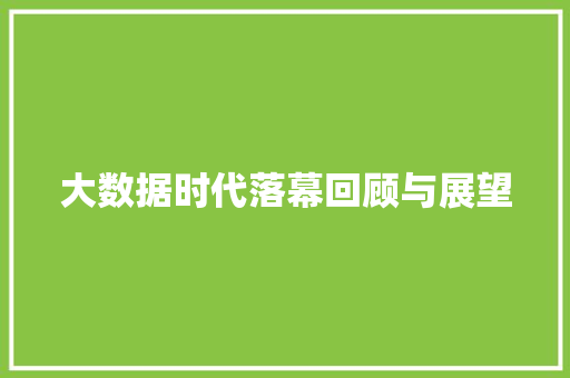 大数据时代落幕回顾与展望  第1张
