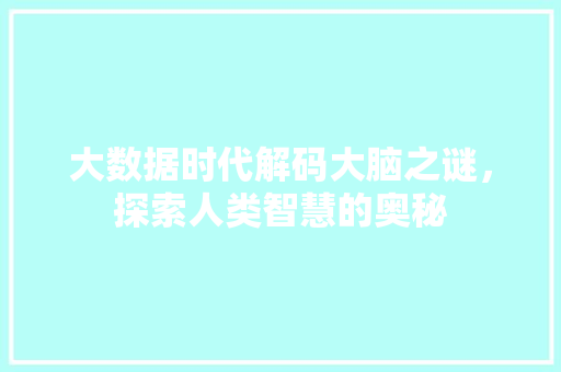 大数据时代解码大脑之谜，探索人类智慧的奥秘  第1张