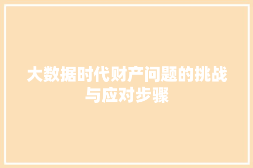 大数据时代财产问题的挑战与应对步骤