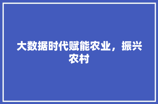 大数据时代赋能农业，振兴农村  第1张