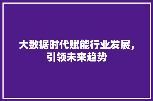 大数据时代赋能行业发展，引领未来趋势  第1张