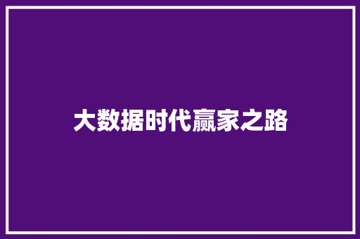 大数据时代赢家之路  第1张