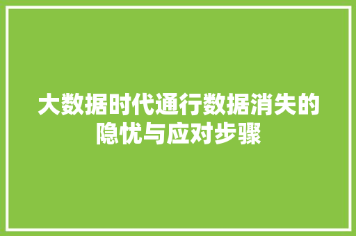 大数据时代通行数据消失的隐忧与应对步骤  第1张