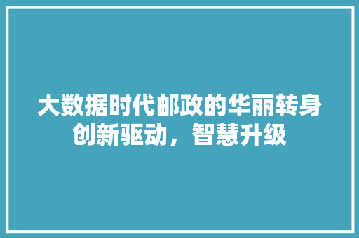 大数据时代邮政的华丽转身创新驱动，智慧升级