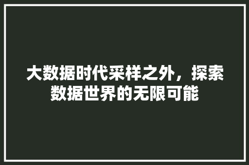 大数据时代采样之外，探索数据世界的无限可能  第1张