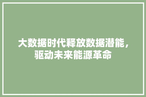 大数据时代释放数据潜能，驱动未来能源革命  第1张