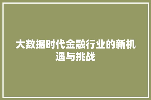 大数据时代金融行业的新机遇与挑战  第1张