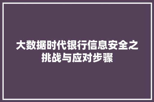 大数据时代银行信息安全之挑战与应对步骤  第1张