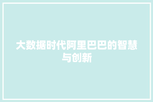 大数据时代阿里巴巴的智慧与创新  第1张