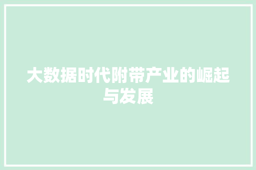 大数据时代附带产业的崛起与发展  第1张